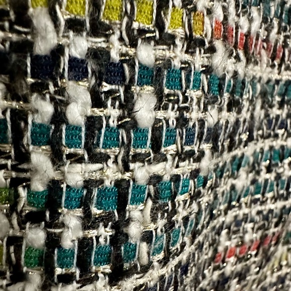 Loft multicolor tweed lined mini skirt with metallic thread, zip pockets size 8 - Picture 2 of 8